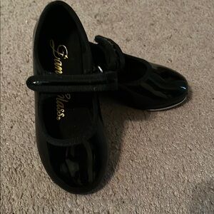 Dance Class Black Tap Shoes Patent Leather Slip-On